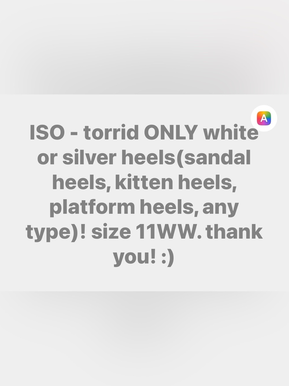 ISO - torrid ONLY white or silver heels!!! 🤍